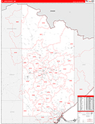 St. Louis County Wall Map Red Line Style
